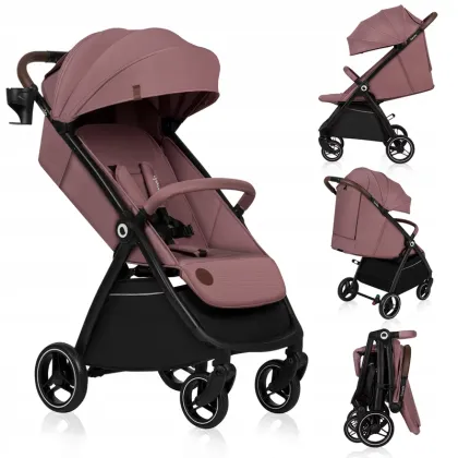 Carucior sport, Lionelo, Ingrid, Capotina impermeabila cu filtru UPF50+, Pana la 22 Kg, Spatar reglabil in 3 pozitii, Include suport pahar si plasa de tantari, Sistem pentru pliere automata, 6 luni+, Roz
