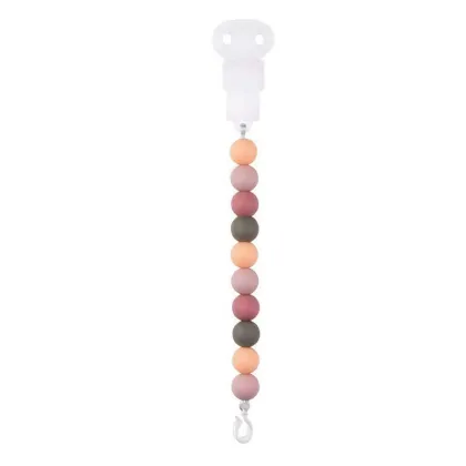 Clema pentru suzeta, Nattou, 100% silicon fara BPA, Cu sistem de prindere la suzeta, Cu margele, 30x7x18 cm, Roz