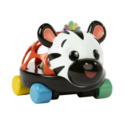 Masinuta zornaitoare, Oball,  Cu lumini, Textura flexibila, Pentru motricitate fina, Cu lumini, 3+ luni, Curious Car Zen, Multicolor
