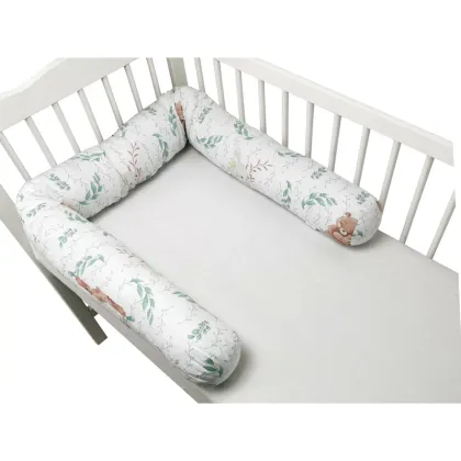Aparatoare pentru patut, MimiNu, Tip rulou, Cu husa detasabila, Lungime 180 cm, Din bumbac certificat Oeko Tex Standard 100, Lulu Natural