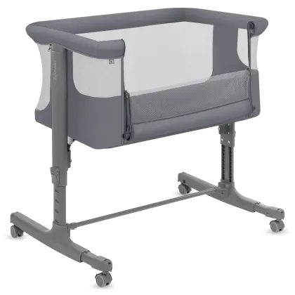 Patut co-sleeper, Lionelo, Aurora, 3 in 1, Cu leganare si setare unghiulara, Saltea cu densitate T25 si geanta transport, Reglabil in 5 pozitii pe inaltime, Pana la 9 kg, 0 luni+, 85x60x66 cm, EN 1130:2019+AC:2020, EN 16890:2, Granit