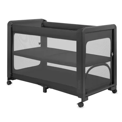 Patut multifunctional, Lionelo, Patty, 5 in 1, 0- 36 luni, Co-sleeper, Tarc de joaca, Patut de calatorie, Laterala rabatabila, 2 trepte reglare saltea, Roti, Husa transport inclusa, Gri