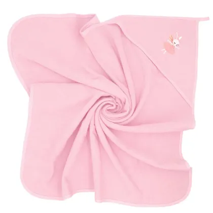 Prosop cu gluga, Qmini, Din bumbac, 80x80 cm, Pink