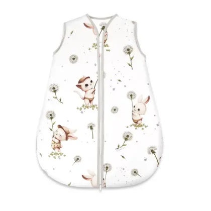 Sac de dormit, MimiNu, Pentru bebelusi, De iarna, Din bumbac certificat Oeko Tex Standard 100, Cu fermoar, 70 cm, 2.5 Tog, Cats
