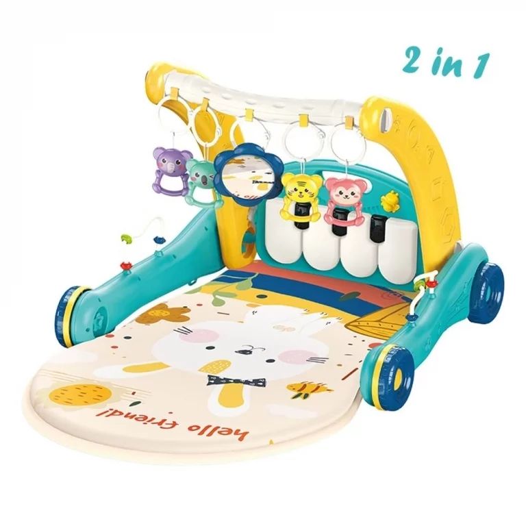 Antemergator si saltea de joaca, 2 in 1, Bebe Stars, Cu muzica si lumini, Piano Bunny