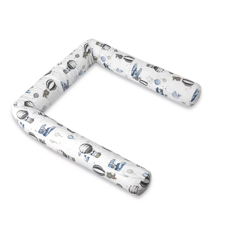 Aparatoare pentru patut, MimiNu, Tip rulou, Cu husa detasabila, Lungime 180 cm, Din bumbac certificat Oeko Tex Standard 100, Blue Plane