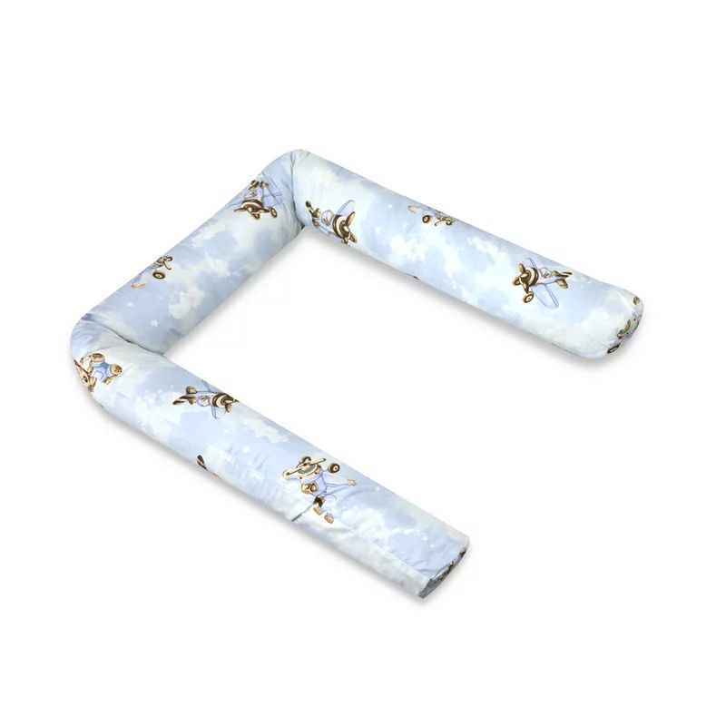 Aparatoare pentru patut, Qmini, Tip rulou, Cu husa detasabila, Lungime 180 cm, Din bumbac certificat Oeko Tex Standard 100, Sky Adventure