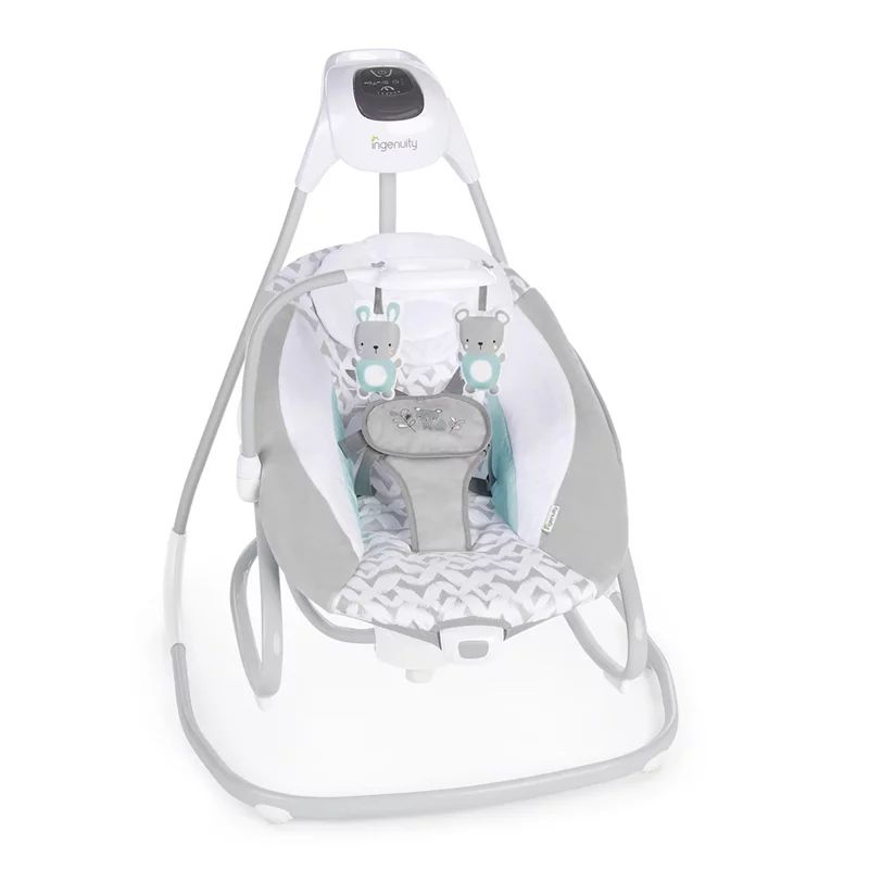 Balansoar si sezlong bebelusi, Ingenuity, Raylan, 6 viteze balansare, 3 directii, Vibratii, Sunete natura si melodii, Temporizator 30/45/60 min, Husa lavabila, Pliabil cu maner si roti, Fara BPA, 0 luni+, Multicolor
