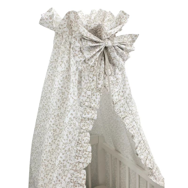 Baldachin, MimiNu, Premium, Pentru patut, Cu funda si volanas, 210x145 cm, Material certificat Oeko Tex Standard 100, Meadow