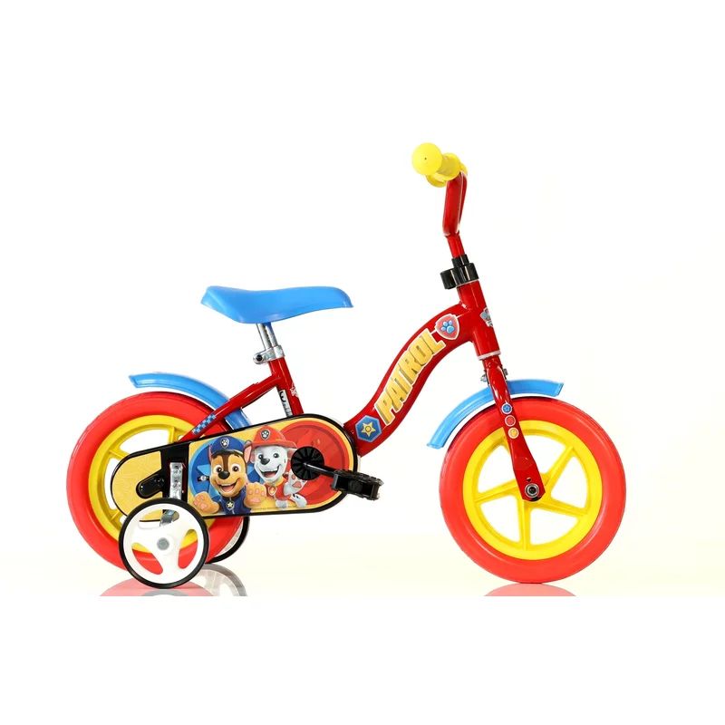Bicicleta copii, Dino Bikes, Paw Patrol, Cu roti ajutatoare, 10 inch, Cadru din otel, Blue/red