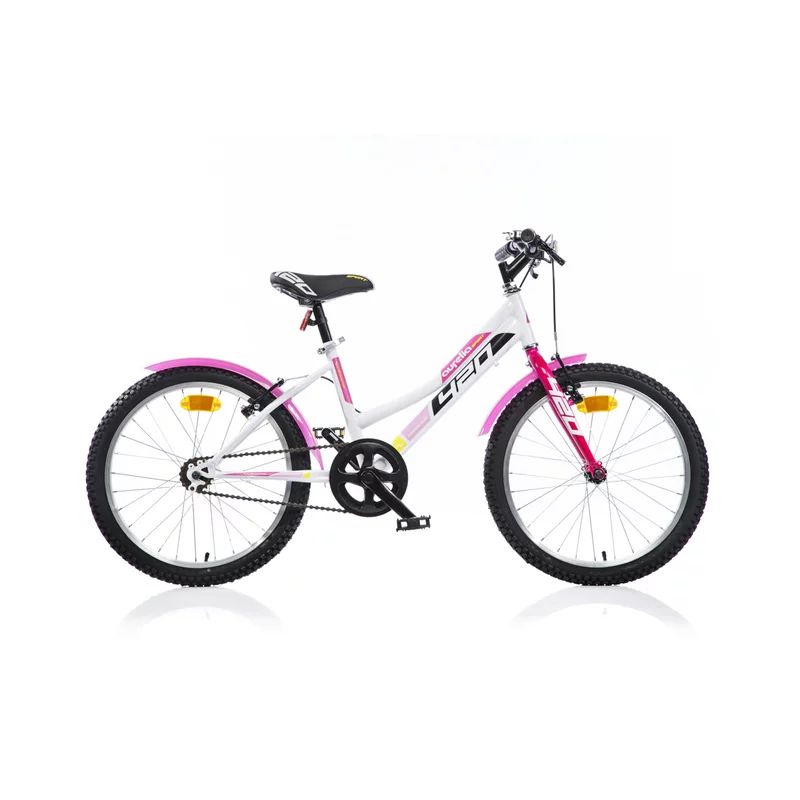 Bicicleta cu pedale, Dino Bikes, Mountain Bike, 20 inch, Pana la 130 cm, White/pink