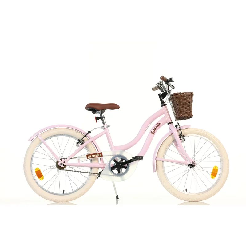 Bicicleta cu pedale, Dino Bikes, Retro,Cu cosulet frontal vintage, Claxon, 20 inch, De la 120 cm, Pink