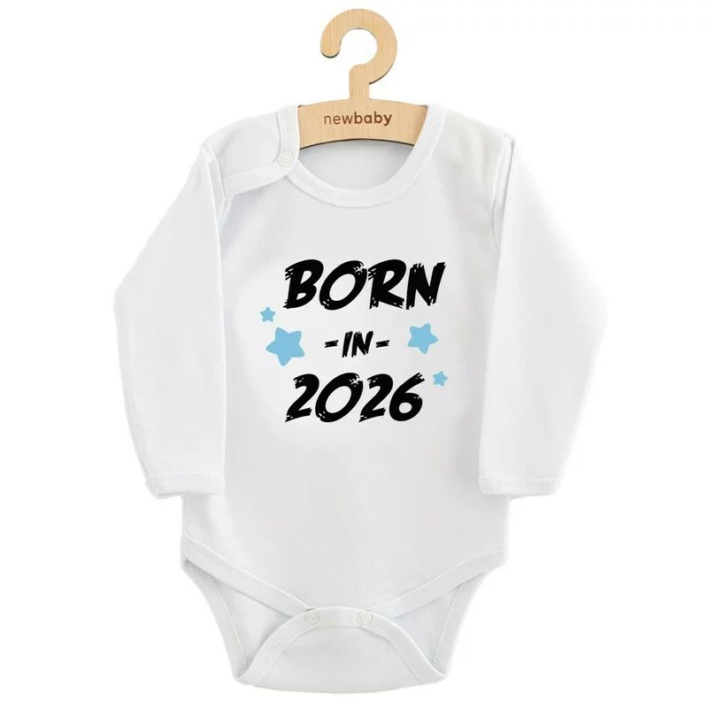 Body cu maneca lunga, New Baby, Marime 56, Din bumbac 100%, Born in 2026, Blue