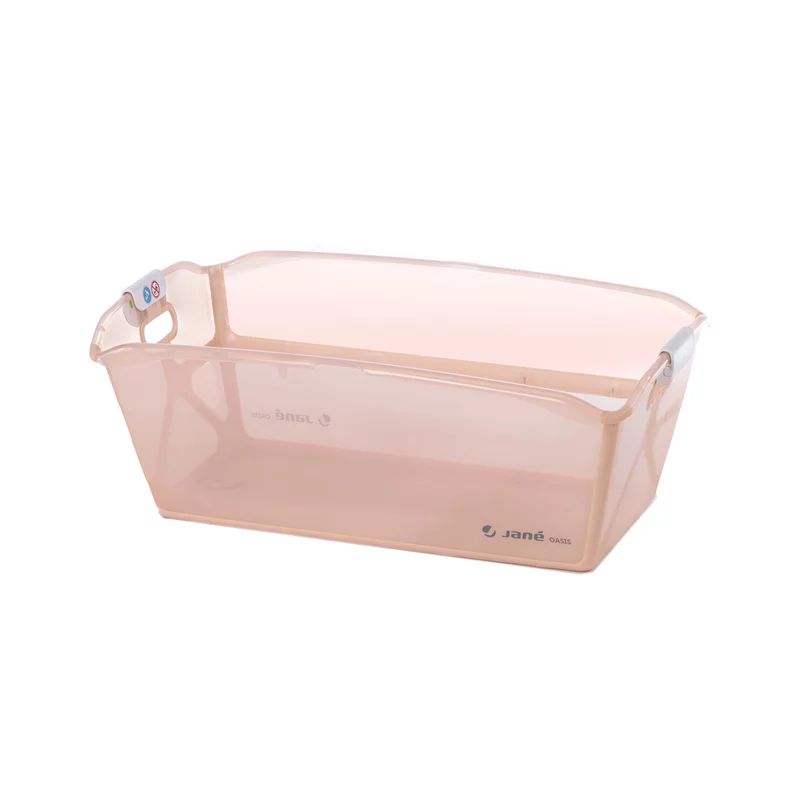 Cadita de baie cu pliere ultra-compacta, Jane, Oasis, Cu doua manere, 68 x 42 x 26 cm, Conform cu standardul european de siguranta EN 17072:2018, Pale