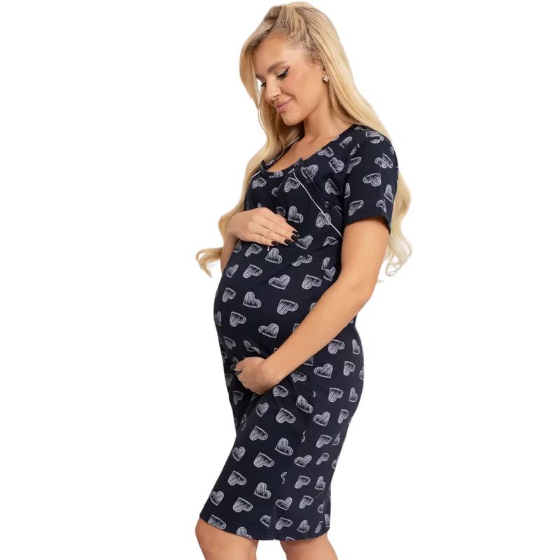 Camasa alaptat, Hearts, Din bumbac, Cu nasturi oblici, Masura XL, Black