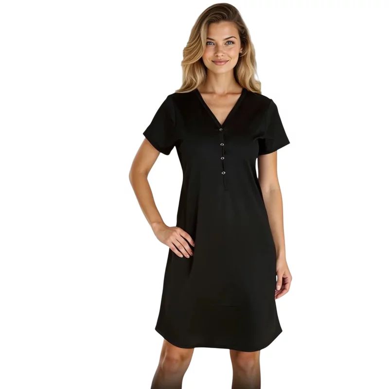 Camasa alaptat, Mirella, Din bumbac, Cu capse, Masura M, Black