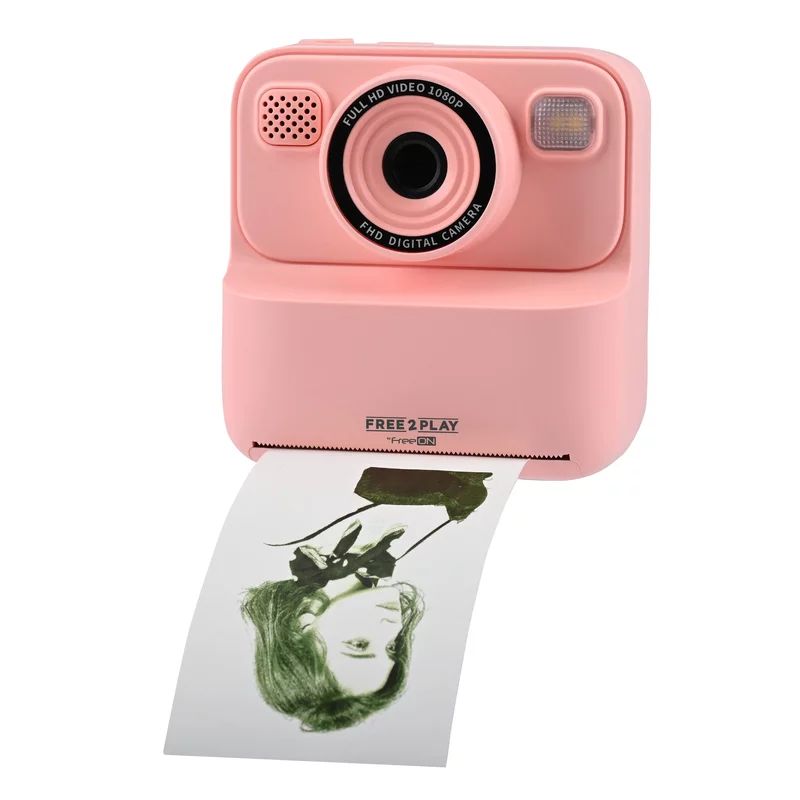 Camera foto digitala pentru copii, Free2Play, Cu imprimare instantanee si camera duala, Pink