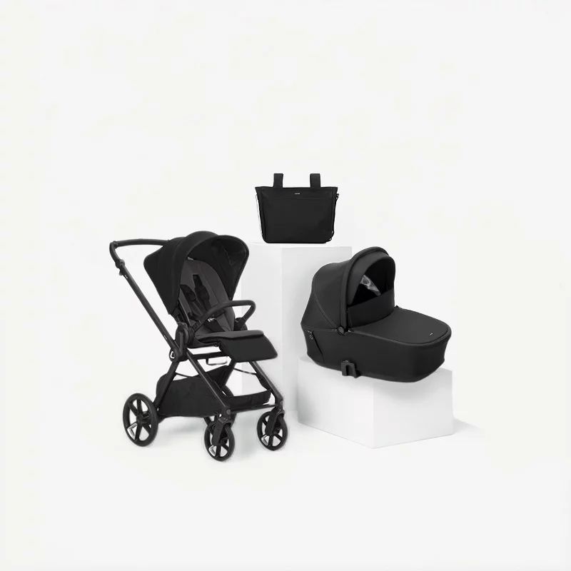 Carucior 2 in 1, Jane, Muum 5, Premium, Cadru din aluminiu, Cu landou, Reversibil, Pana la 22 kg, Conform cu EN 1888-2:2018+A1:2023, Coal