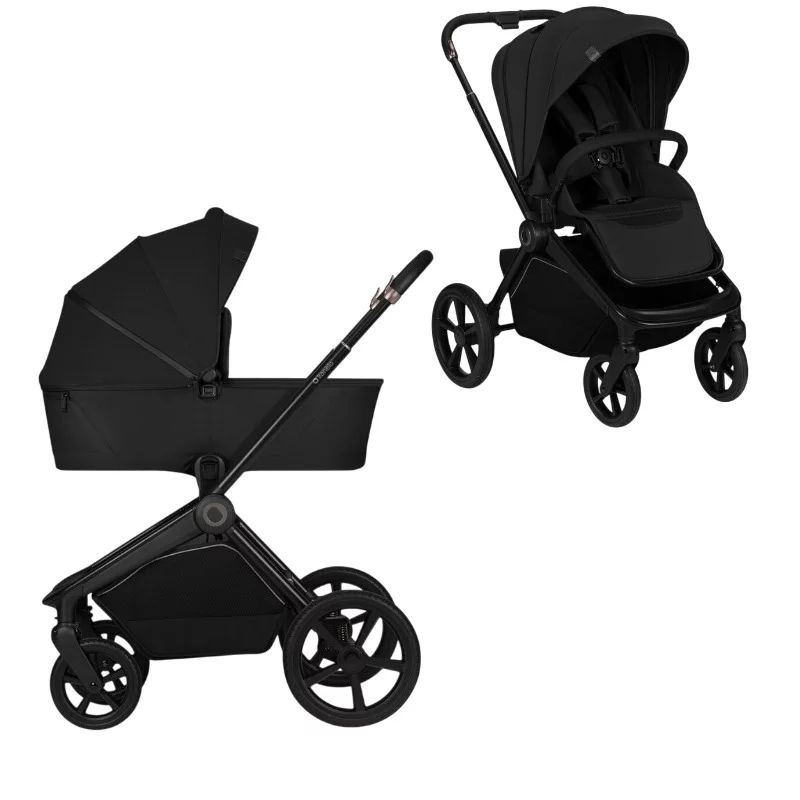 Carucior 2 in 1, Lionelo, Freya, Landou si salteluta ventilate, Pliabil, Reglare spatar-3 pozitii, Suport de picioare-4 pozitii, Maner reglabil-3 pozitii, Adaptori inclusi compatibili cu Cybex, Maxi-Cosi, Kiddy, Avionaut, Sustine 22 kg, 0luni+, Negru