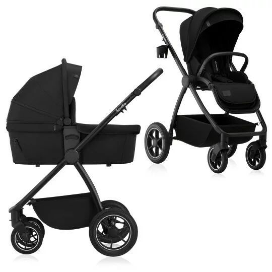 Carucior 2 in 1, Lionelo, Meril, Cu landou si scaun cu dimensiune XL, Reversibil, Cu sistem de ventilatie 3D, Cu accesorii, Pana la 22 kg, Conform cu EN1888-1 EN1888-2, EN1466, Negru