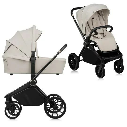Carucior 2 in 1, Lionelo, Mika Plus, Cadru din aluminiu, Cu landou intarit si salteluta moale, Reversibil, Cu sistem de ventilatie 3D, Cu accesorii, Pana la 22 kg, Conform cu EN1888-1 EN1888-2, EN1466, Bej