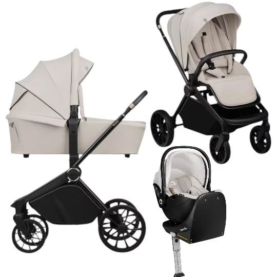 Carucior 4 in 1, Lionelo, Mika Plus, Cu scoica auto Moxie Bej cu baza rotativa 360, Reversibil, Cu sistem de ventilatie 3D, Cu accesorii, Pana la 22 kg, EN1888-1 EN1888-2 EN1466 ECE R129, Bej