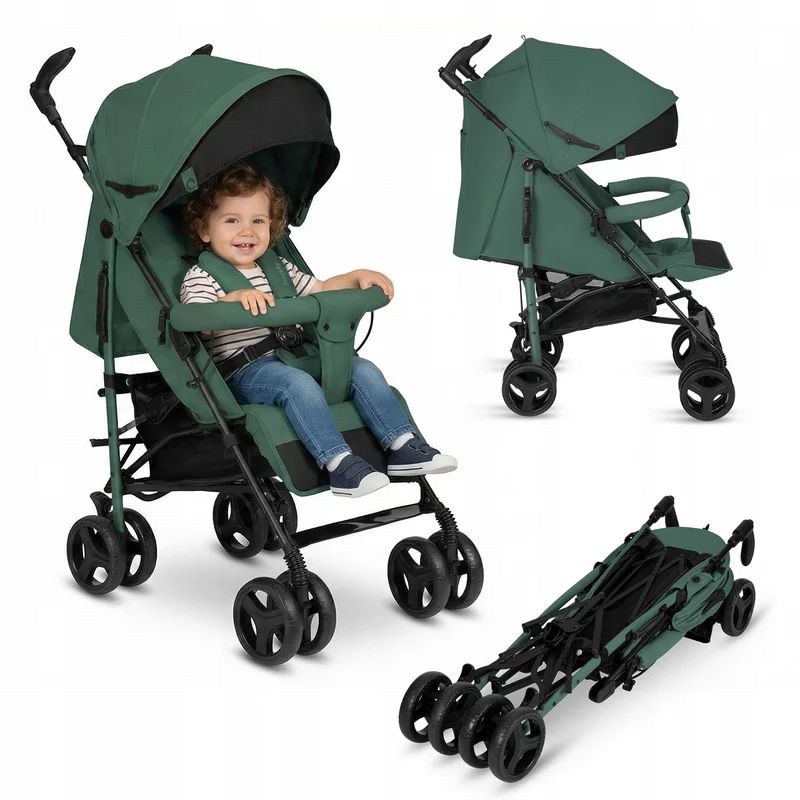 Carucior sport compact, Lionelo, Irma, Spatar ajustabil in 4 pozitii, Suport picioare reglabil, Manere rotative, Pliere tip umbrela, 6- 36 luni, Pana la 15 kg, Conform cu EN1888-1:2018, Verde smarald