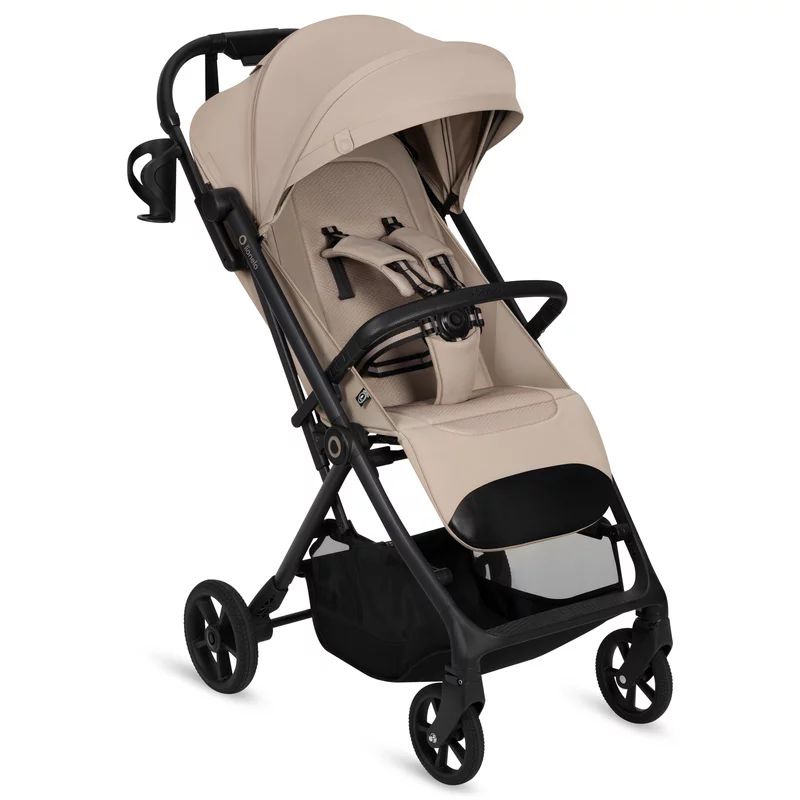 Carucior sport, Lionelo, Tansi, Pliere automata, Ultracompact, Manevrare cu o mana, Roti cu tehnologie GravelTech, Spatar si suport picioare reglabile, 6-48 luni, Sustine 22 kg, Bej