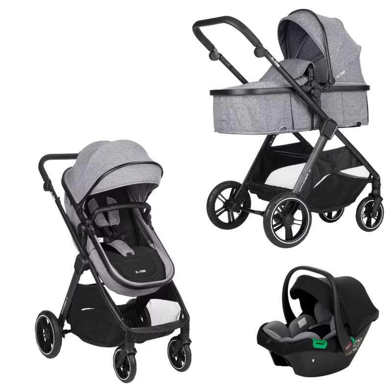 Carucior transformabil 3 in 1, Nurse, Wander C, Cu multiple accesorii, Pliere compacta, Sustine 22 kg, EN1888-1/2:2018 + A1:2022, 0 luni+, Iron