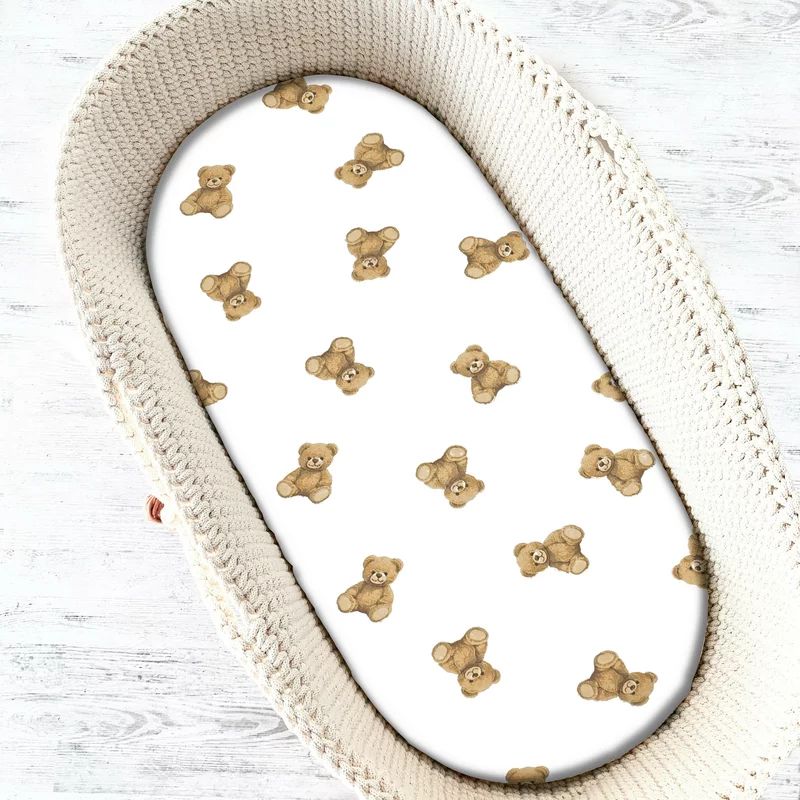 Cearceaf cu elastic, Qmini, Pentru landou, carucior si cosulet, Dimensiune 80x35 cm, Din bumbac certificat Oeko Tex Standard 100, Teddy Toys