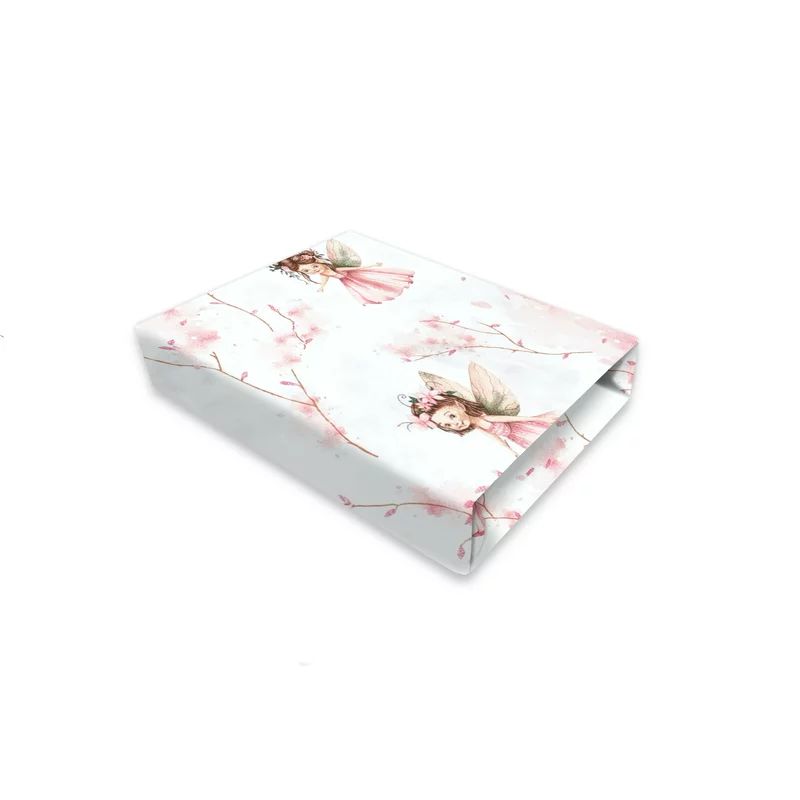 Cearceaf cu elastic, Qmini, Pentru patut 120X60 cm, Din bumbac certificat Oeko Tex Standard 100, Fairy Pink