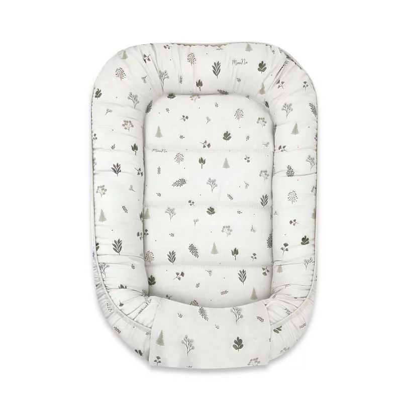 Cosulet bebelus, MimiNu, Pentru dormit, Baby Cocoon 75x55 cm, Husa 100% bumbac, Din bumbac certificat Oeko Tex Standard 100, Leaves