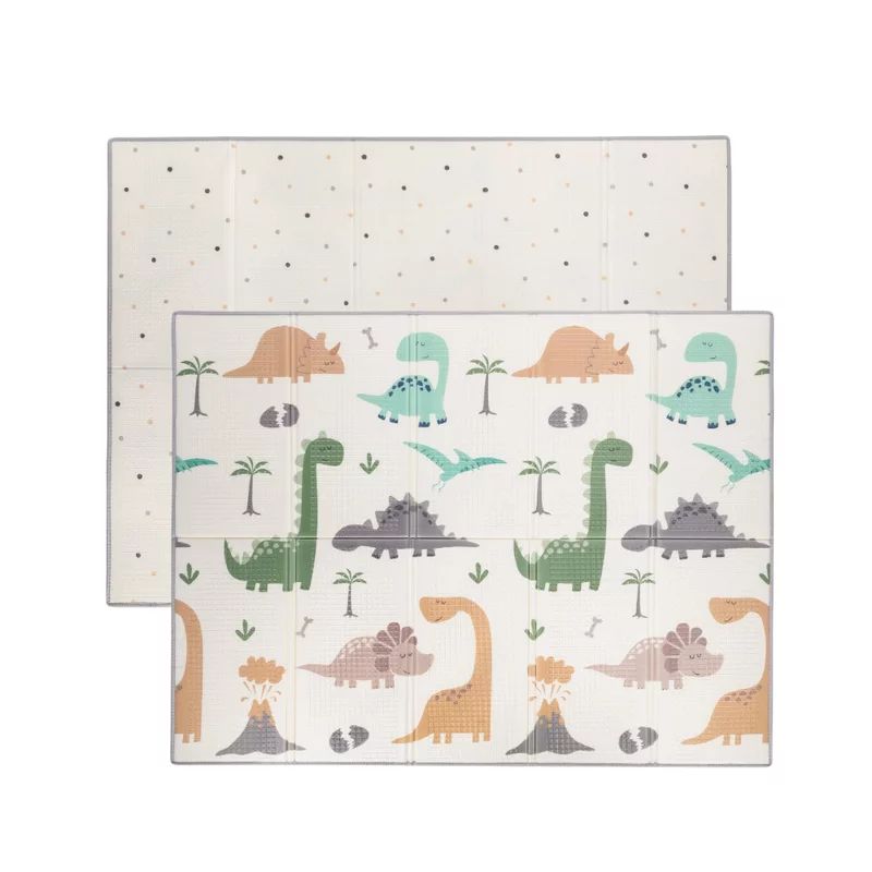 Covoras de joaca, FreeON, Magic Dino, Cu doua fete, Pliabil, Protectie impotriva loviturilor, 200 x 150 cm, Cu Imprimeu pe ambele parti, 0 luni+, Multicolor