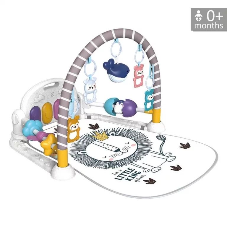 Covoras educational, Bebe Stars, Cu panou multimedia, Bara cu jucarii zornaitoare, Gym Piano Lion
