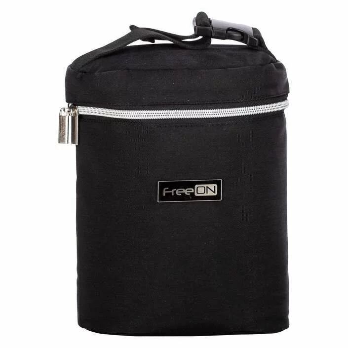 Geanta biberon, FreeON, Double Style, Pentru 2 biberoane, Mentine continutul atat cald, cat si rece, Black