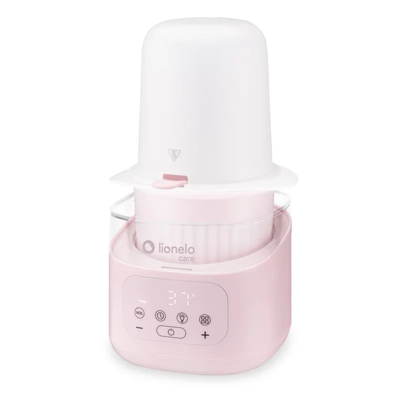 Incalzitor biberoane si sterilizator, Lionelo, ThermUp 4.0, Recipient detasabil, 400 W, 6 moduri de functionare, Functie sterilizare si decongelare, Termostat integrat, Lumina de noapte, Panou tactil, Oprire automata, Placa din otel inoxidabil, Roz