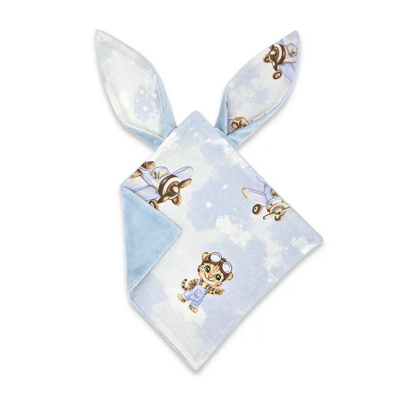 Jucarie textila senzoriala, Qmini, Moale, Cu doua fete, 30 x 30 cm, Din tesatura minky si bumbac, Materiale certificate Oeko Tex Standard 100, Sky Adventure