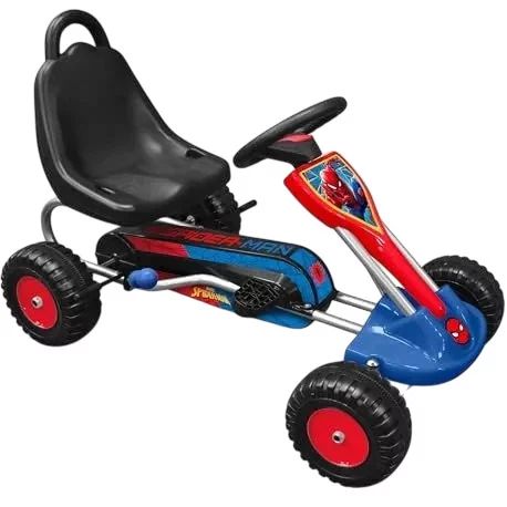 Kart cu pedale, Stamp, Spiderman, Ergonomic, Scaun ajustabil, 5-8 ani, Albastru
