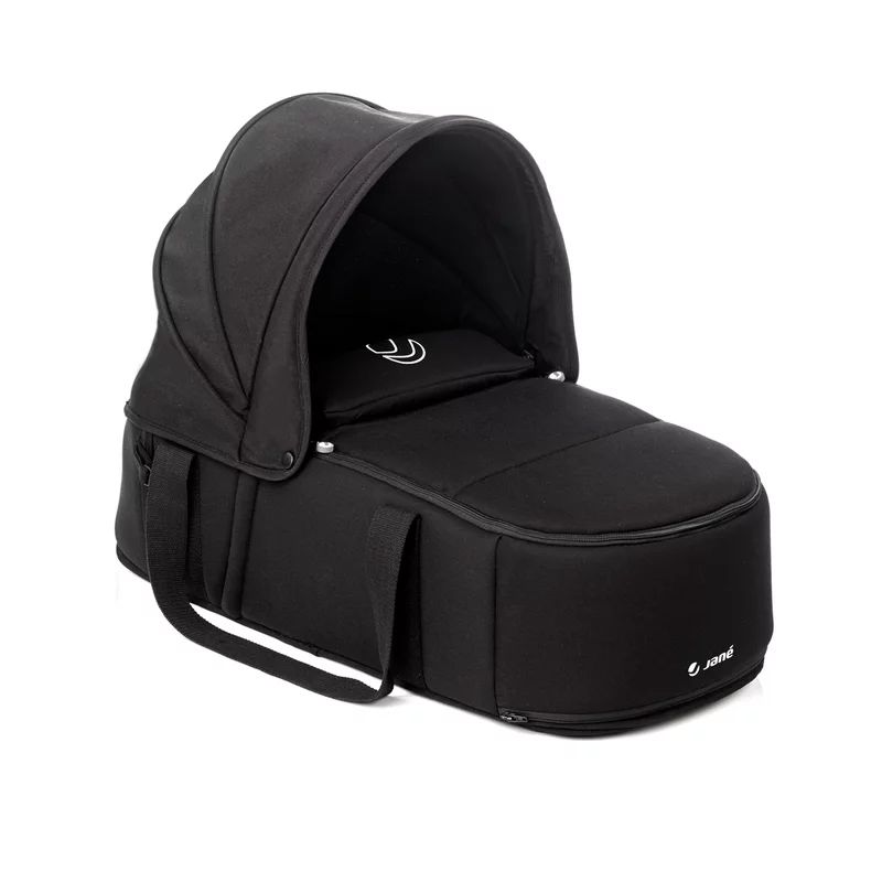 Landou portabil, Jane, Montare in carucior, Cu manere, Cu salteluta 95% materiale reciclate cu protectie UPF50, 67x29.5x43 cm, 0-9 Kg, Coal