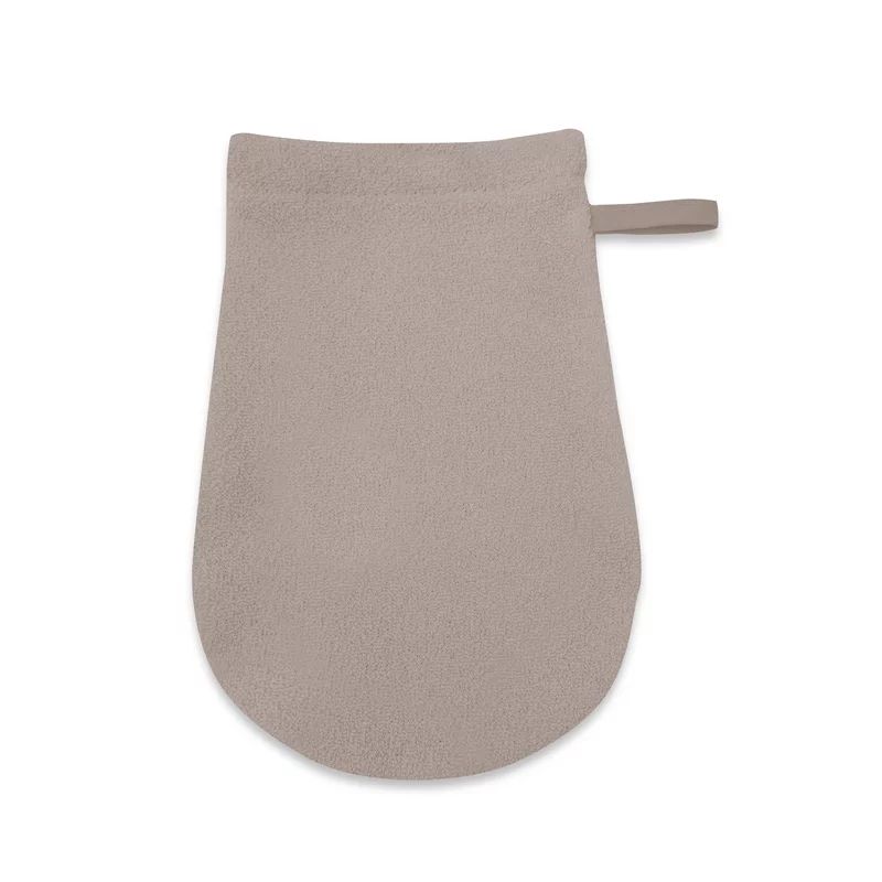 Manusa de baie, Qmini, Pentru bebelusi, 12x21 cm, Din tricot termo-terry din bambus, Materiale certificate Oeko Tex Standard 100, Mocha