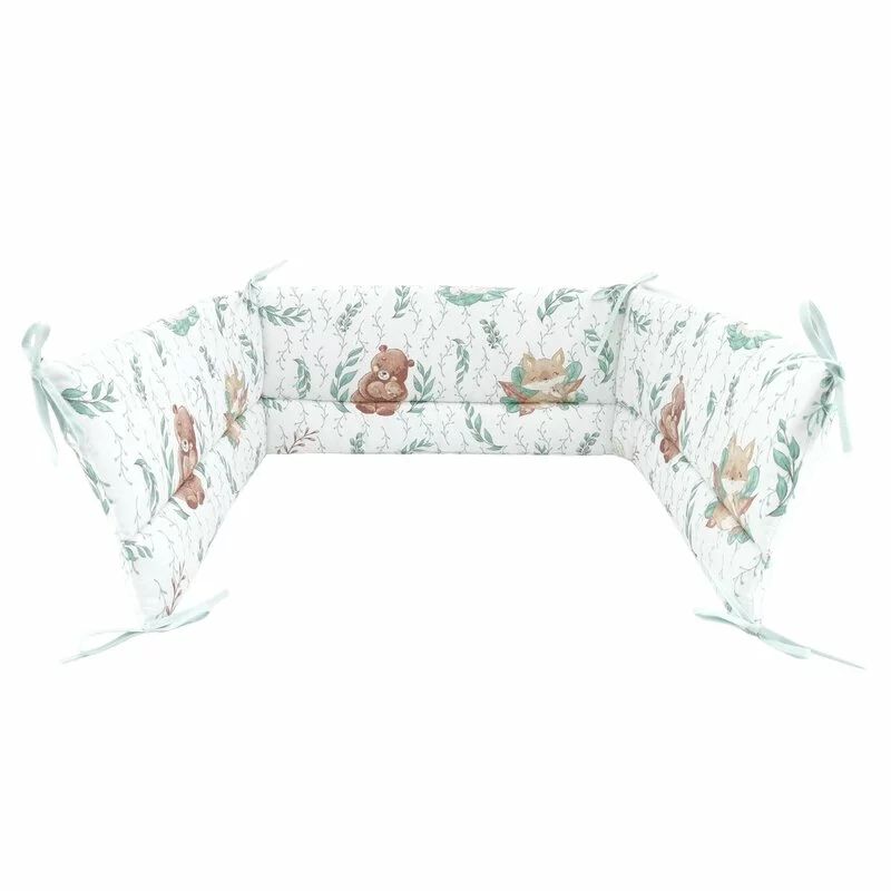 Aparatoare pentru patut, MimiNu, Din bumbac certificat Oeko Tex Standard 100, 180x30 cm, Cu panglici, Lulu Natural