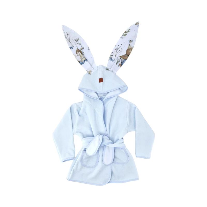 Halat de baie, MimiNu, Cu urechi, 5 - 7 ani, Moale, Cu buzunare, Cu cordon, Din bumbac si thermo fleece, Materiale certificate Oeko Tex Standard 100, Design, Let\'s Go Blue