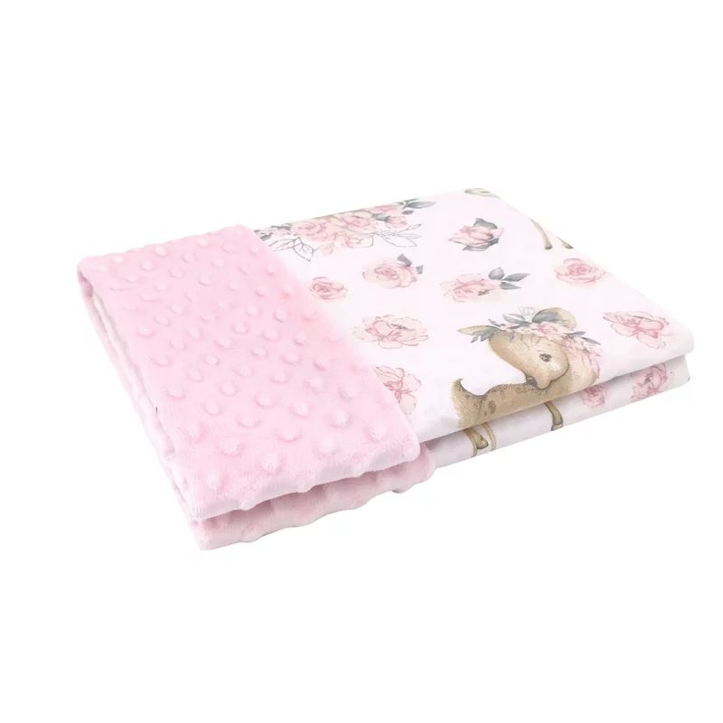 Paturica pufoasa, MimiNu, Cu doua fete, Dimensiune 75x100 cm, Din tesatura Minky si bumbac, Materiale certificate Oeko Tex Standard 100, Sweet Deer Pink