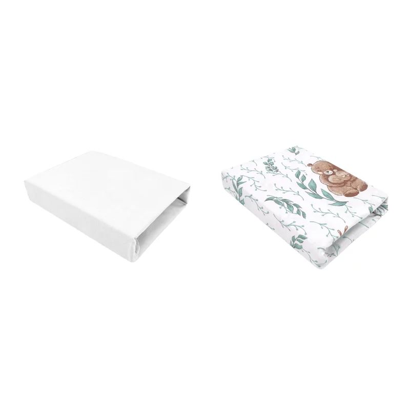 Set 2 cearceafuri cu elastic, MimiNu, Pentru patut leagan sau patut co-sleeper, 90x50 cm, Din bumbac, Material certificat Oeko Tex Standard 100, White and Lulu Natural