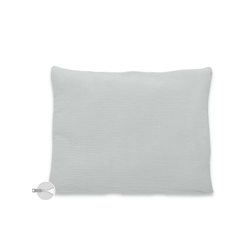 Perna clasica de dormit, Qmini, Cu husa detasabila cu fermoar, Din muselina dubla, 30x40 cm, Grey