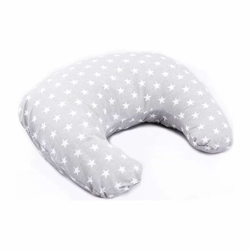 Perna pentru alaptat, Bocioland, Gray Stars, Cu husa detasabila, Din bumbac, 50x18 cm,