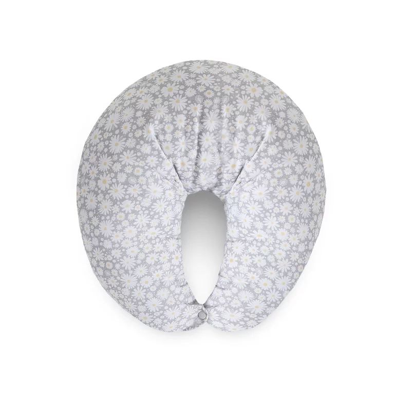 Perna pentru alaptat, Ceba Baby, Husa detasabila din bumbac, Cu puf siliconizat, 150x60x37 cm, Oeko-Tex Standard 100, Basic Chamomile
