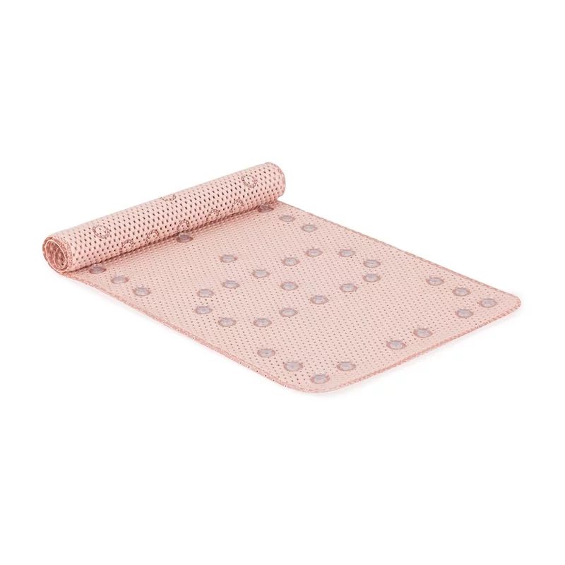 Covoras XXL de baie, Petite&Mars, Harry, Antialunecare, Cu ventuze, Dreptunghiular, Antiderapant, 91x43 cm, Roz