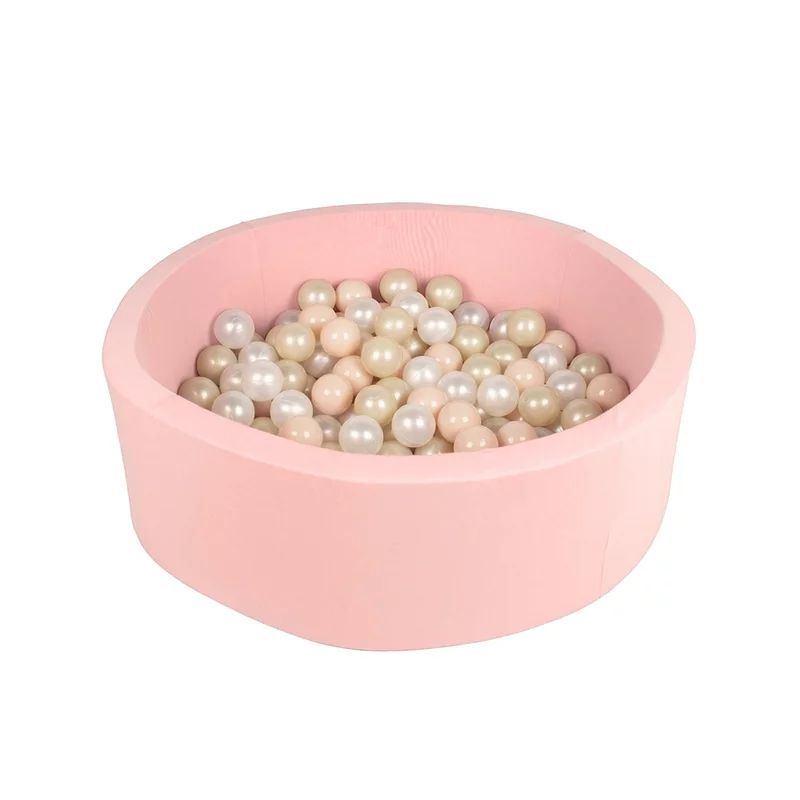 Piscina uscata, BabyTrold, Cu 100 bile, Fara ftalati si BPA, Husa detasabila, 90x90x30 cm, 18 luni+, Roz