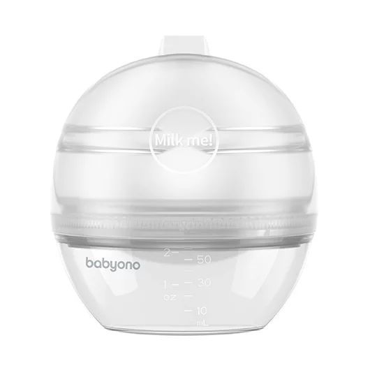 Pompa de san, BabyOno, 2 in 1, Colecteaza si pompeaza, Compacta, Special conceputa pentru sutien, Fara BPA, 60 ml, Alb